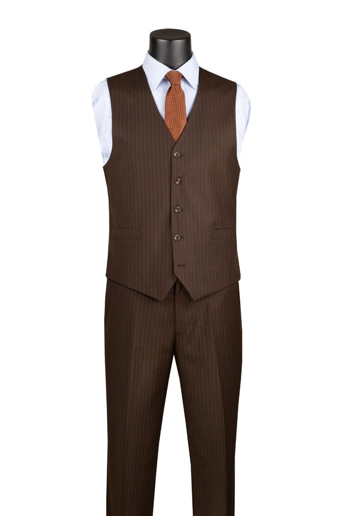 Sovana Collection 3-Piece Suit Vest and Pants - Brown