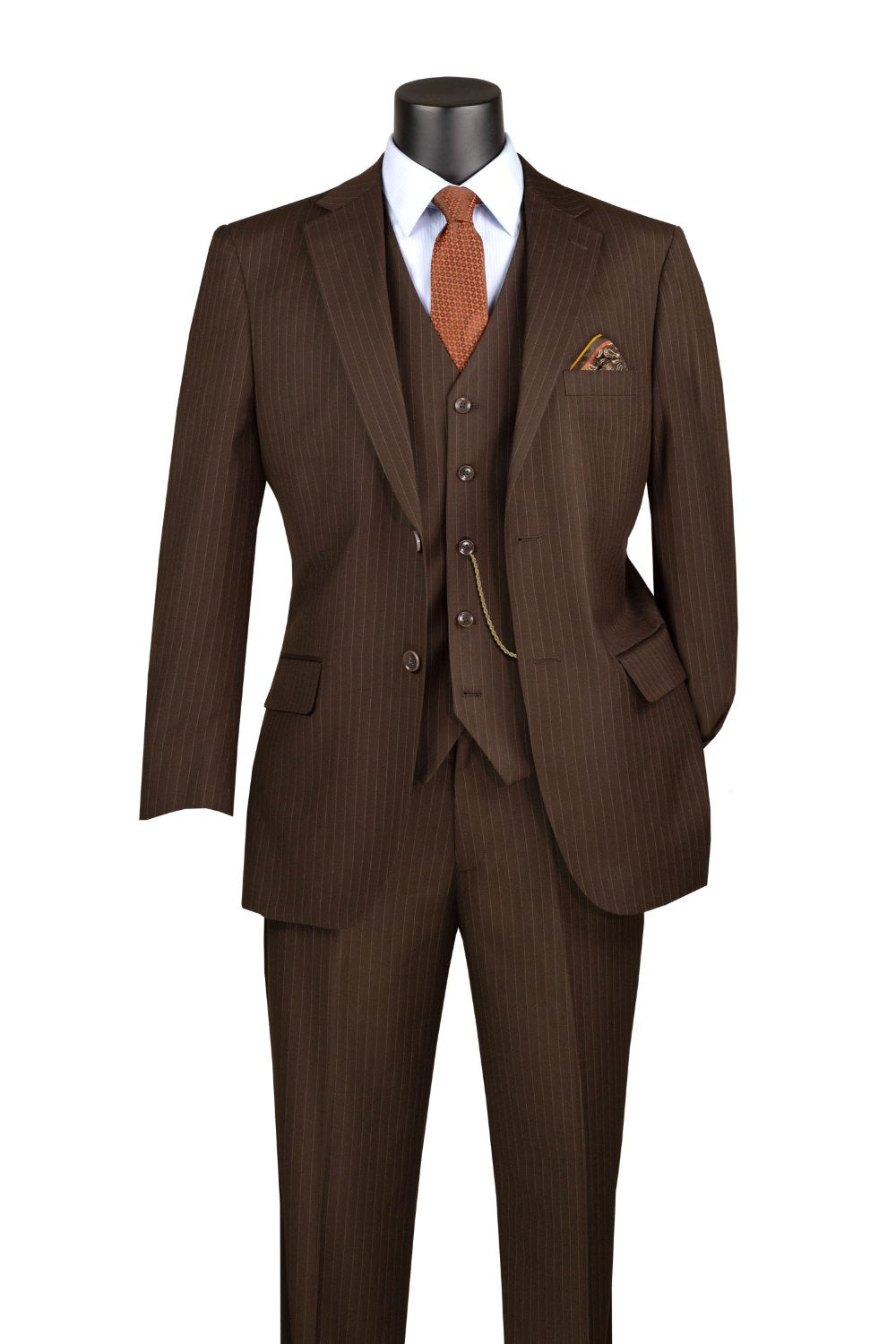 Sovana Collection 3-Piece Tone-on-Tone Stripe Suit - Brown