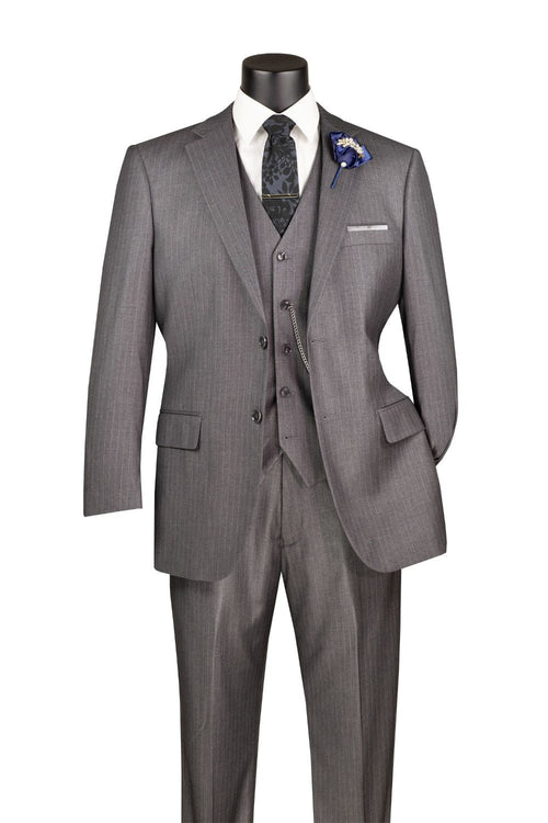Sovana Collection 3-Piece Tone-on-Tone Stripe Suit - Gray