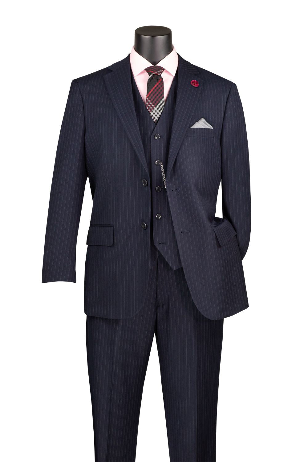 Sovana Collection 3-Piece Tone-on-Tone Stripe Suit - Navy