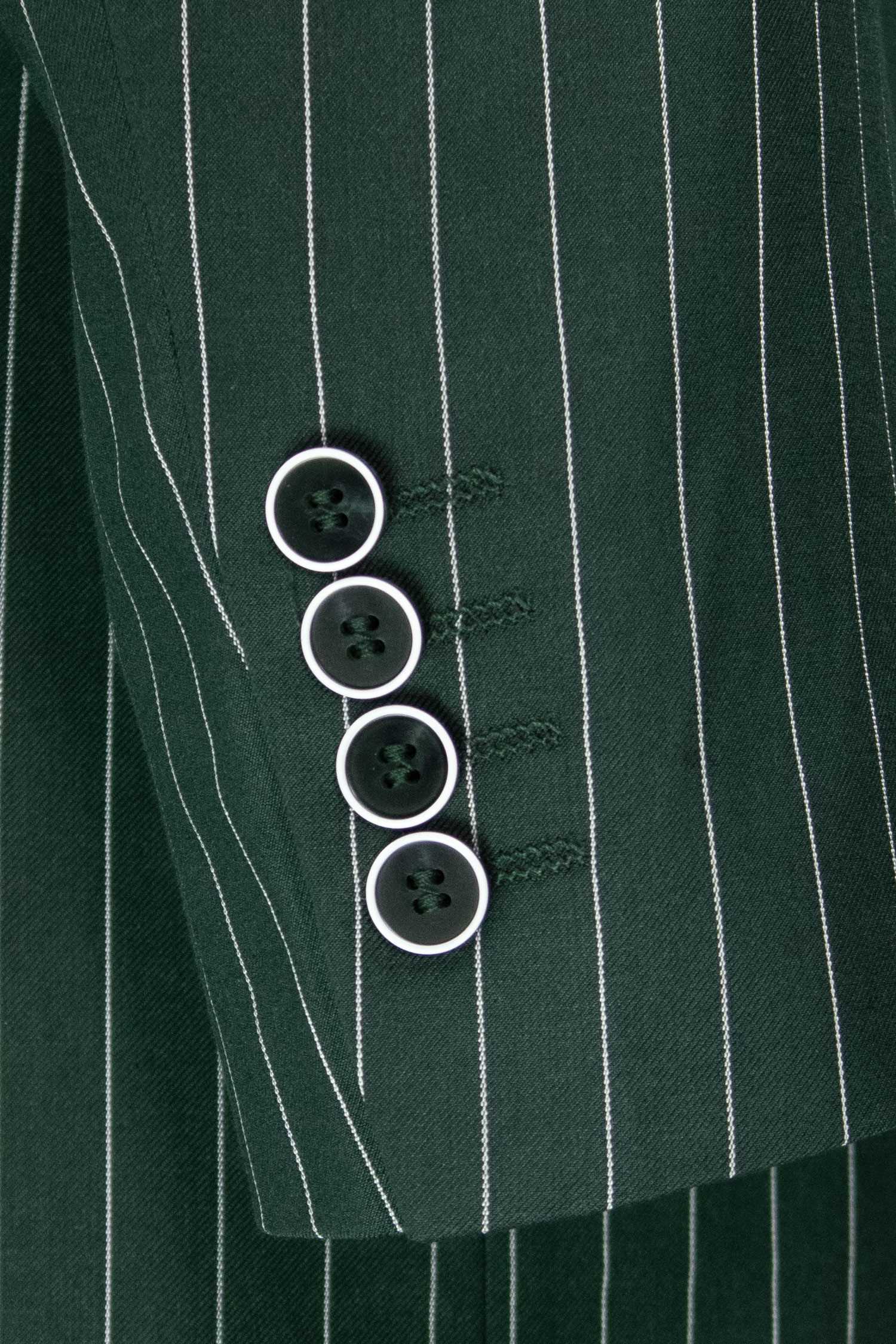 Odyssey Collection - Hunter Green Regular Fit 3 Piece Suit 2 Button Gangster Stripe - Hunter Green
