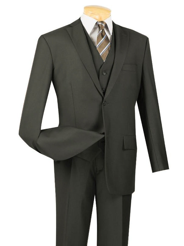 Morgan Collection - Regular Fit 3 Piece 2 Button Dark Olive - Dark Olive