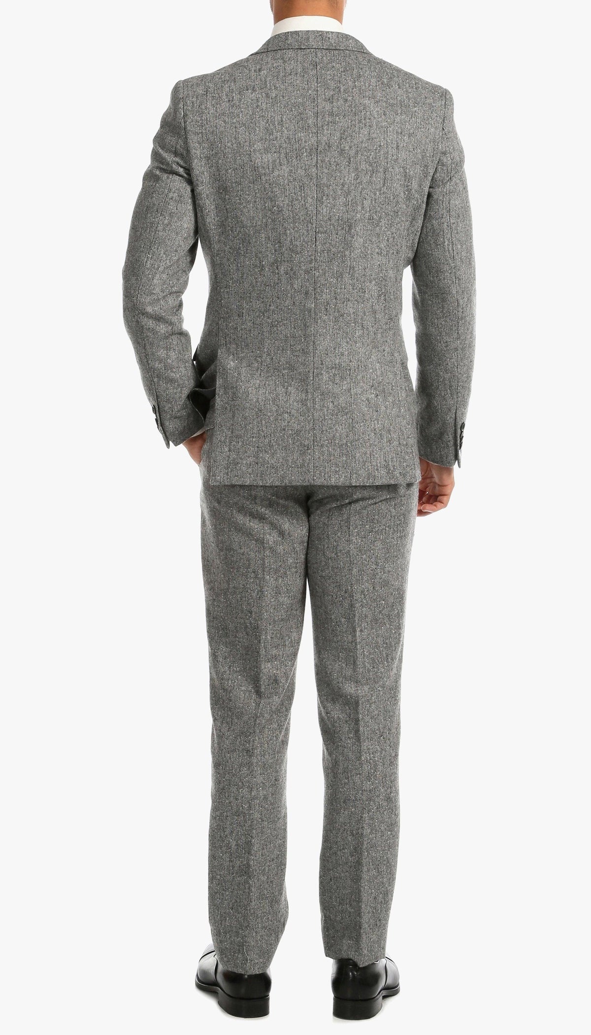 Men’s Grey Tweed Three Piece Suit – Vintage British Fabric Slim Fit Wedding & Business Wear - 36 Short