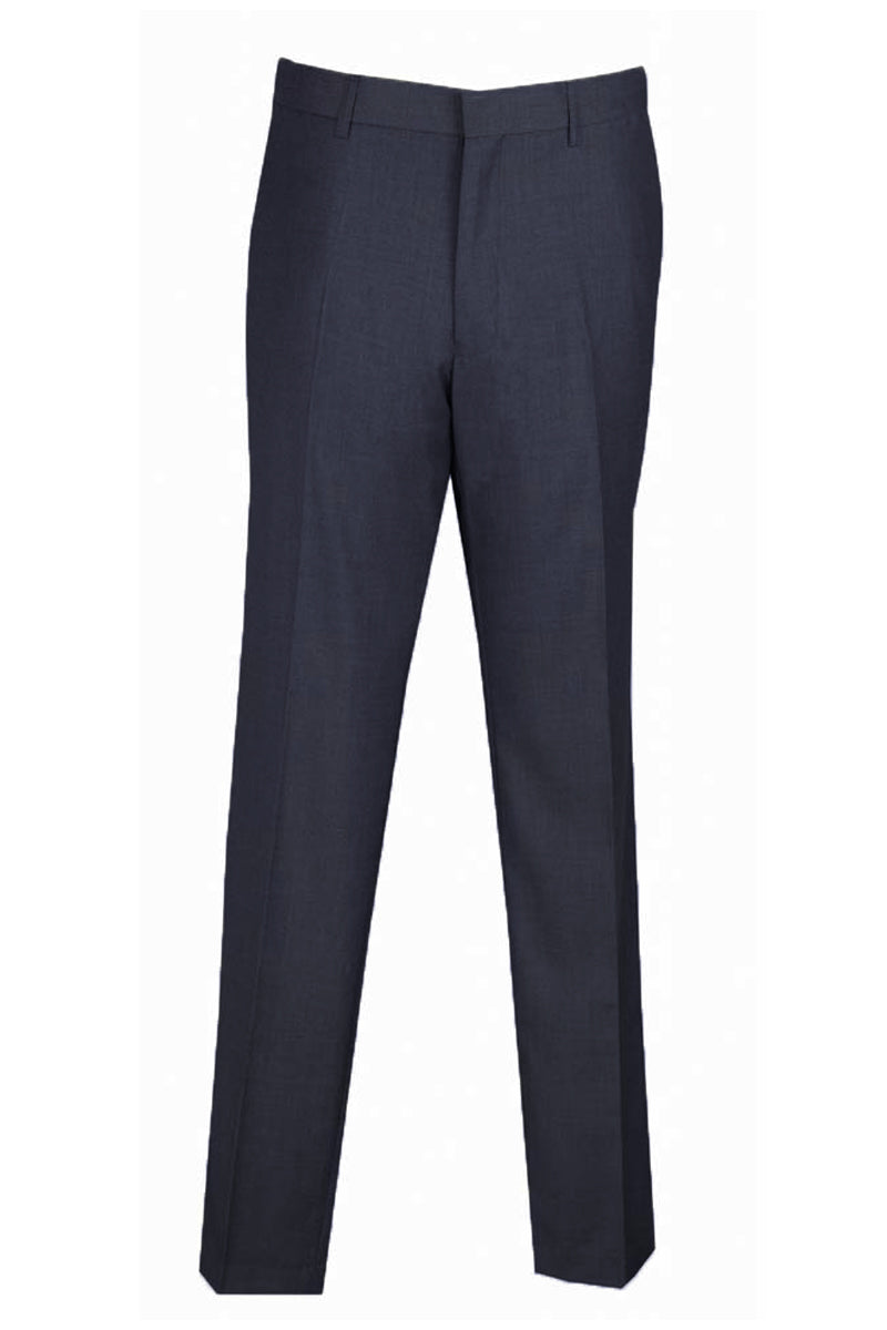 Mens Skinny Fit Wool Feel Flat Front Dress Slacks in Navy - 28W