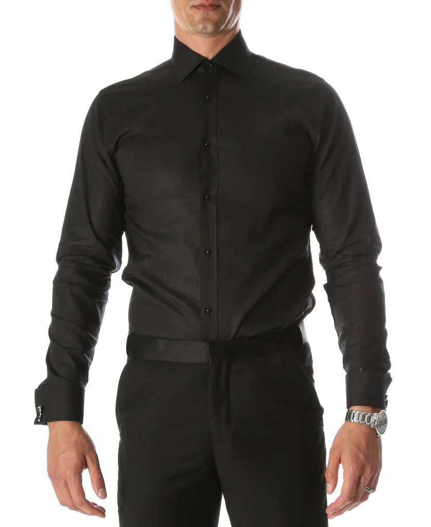 Men's Slim Fit Black Dress Shirt