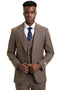 Men's Stacy Adams Modern Fit Vested Suit in Taupe Micro Check Plaid