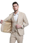 "Sharkskin Wedding Suit: Men's Slim Fit Double Breasted Vest in Khaki"
