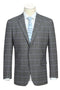 "Classic Fit Men's Two-Button Suit - Dark Grey Windowpane Plaid"