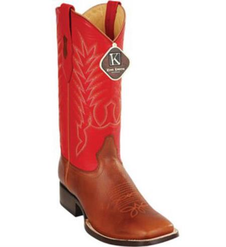 Mens King Exotic Boots Cowboy Style By Los Altos Botas For Sale Square Full Vamp Leather Honey Dress Cowboy Boot Cheap Priced For Sale Online ~ Botines Para Hombre - 6.0 Standard / D / Medium