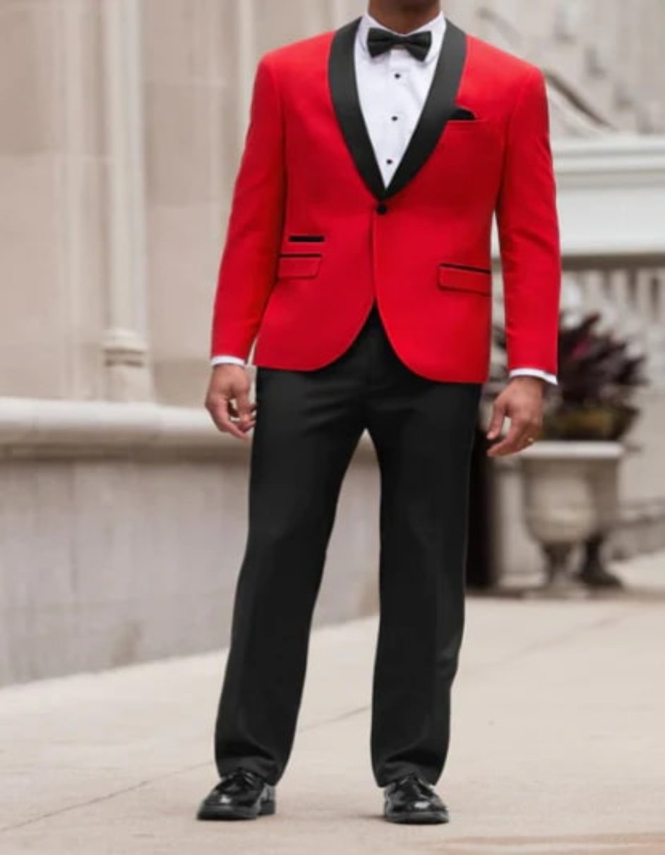 Vegas Red 1-Button Shawl Two Piece Set Tuxedo