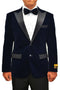 Mens Navy Blue Wedding Tuxedo - Dark Blue Tuxedo Suit" Mens Classic Velvet Tuxedo Dinner Jacket in Navy