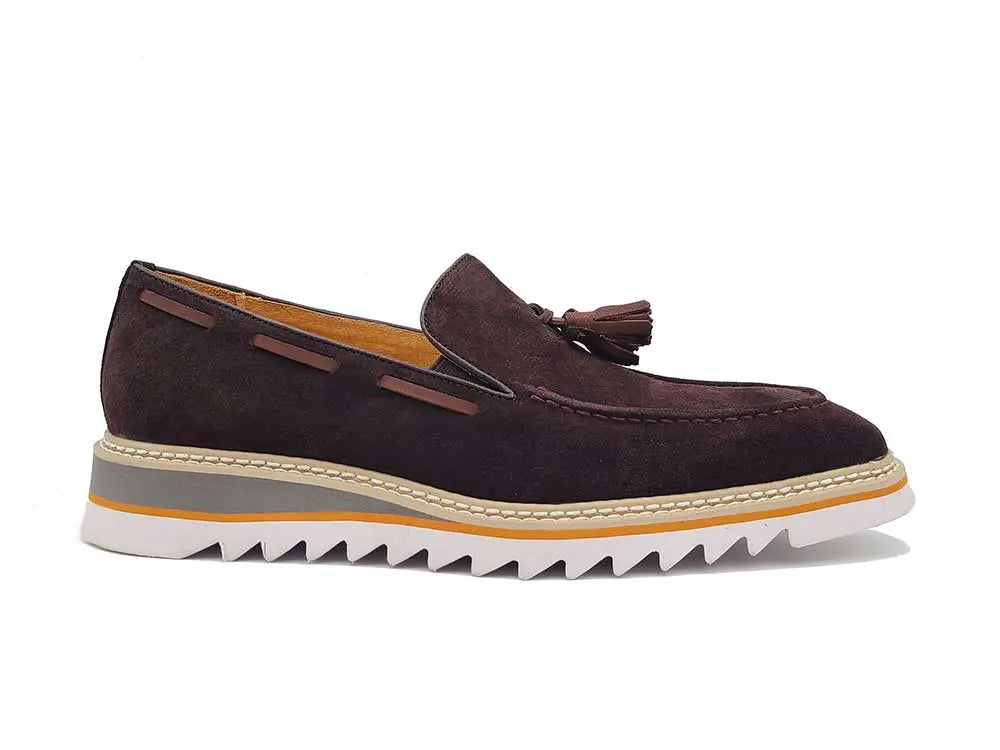 Venetian Suede Loafer with Calfskin Tassel - 7.5