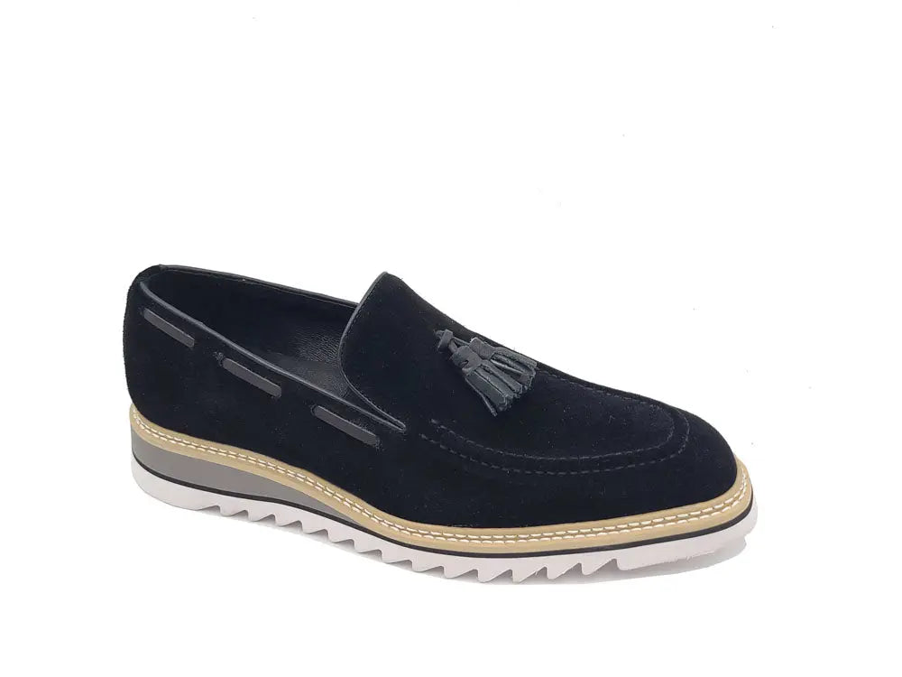 Venetian Suede Loafer with Calfskin Tassel - 7.5