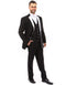 Mens Vested Modern Fit 2 Button Notch Wool Tuxedo in Black/White