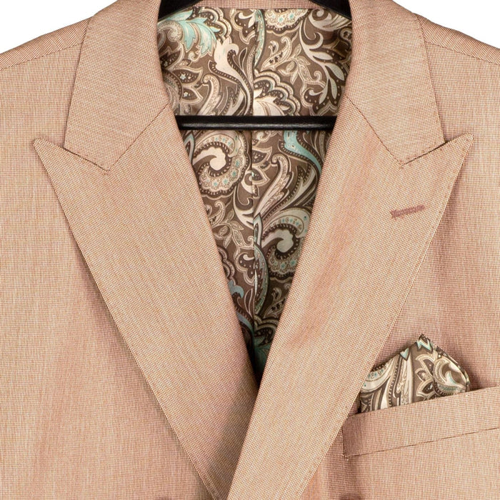 Men’s Double Breasted 2 Piece Suit with Sharkskin Finish - Mocha Regular Fit