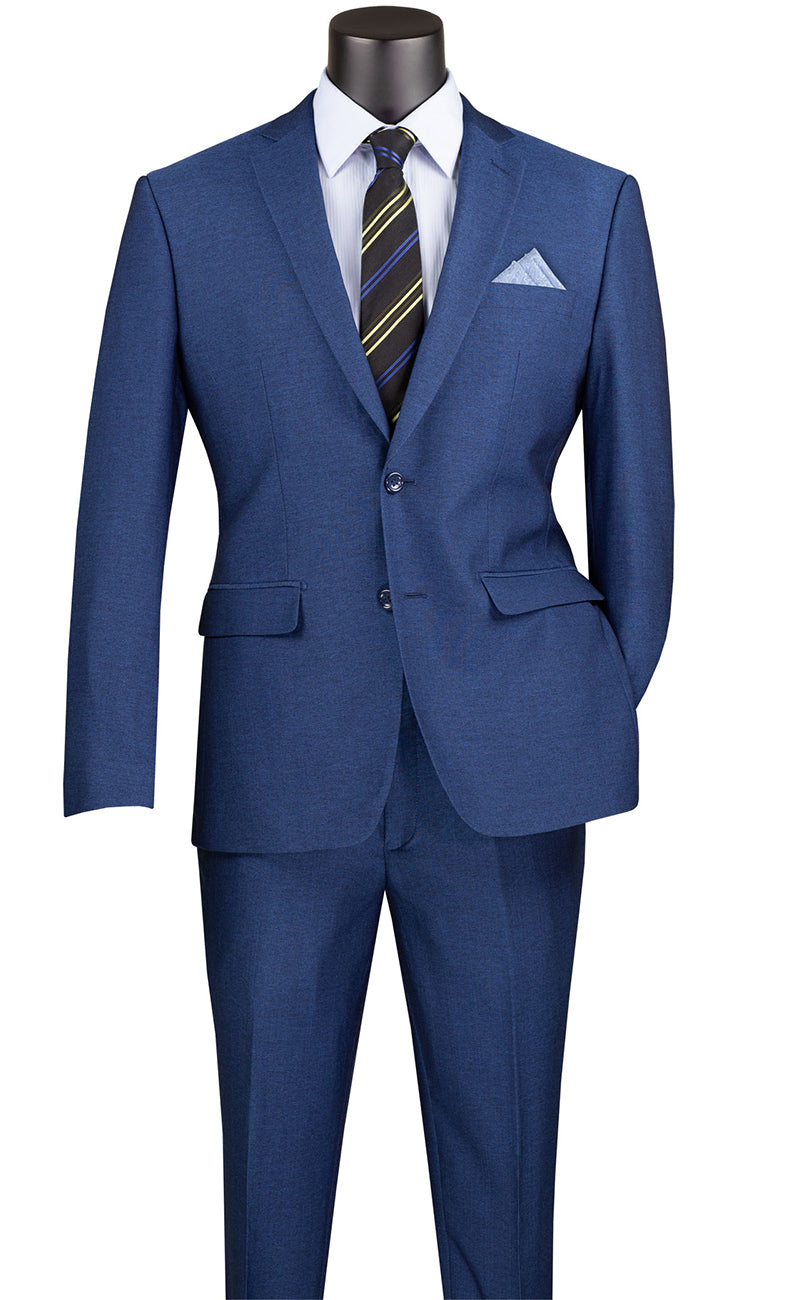 Men's Slim Fit 2 Piece Single Breasted 2 Button Design Blue - Blue