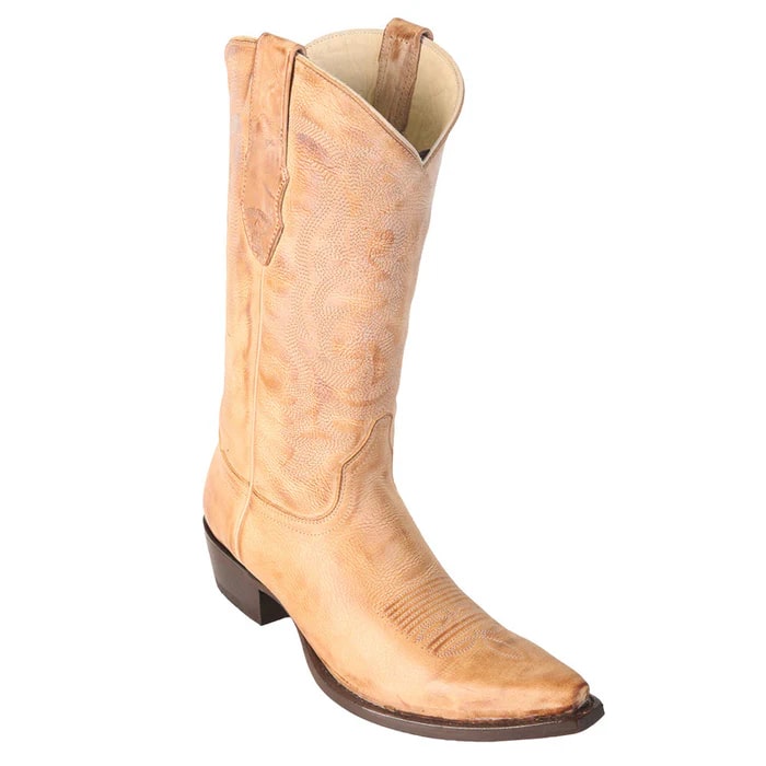 Los Altos Boots - Mens Dress Cowboy Boot - Low Priced Vintage Snip Toe Western Boots - in Honey - 6