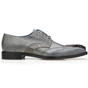 Men's Belvedere Valter Lizard & Crocodile Hornback Tail Dress Shoe in Grey - 9-M