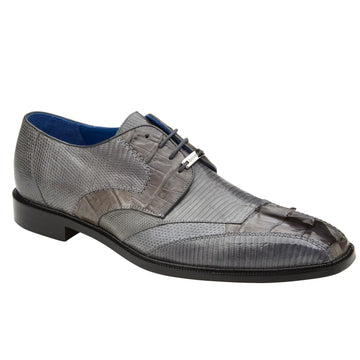 Men's Belvedere Valter Lizard & Crocodile Hornback Tail Dress Shoe in Grey - 9-M