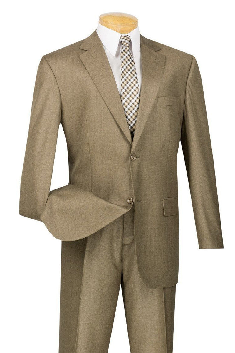Mens 2 Button Modern Fit Texured Weave Suit in Taupe - 36 Short