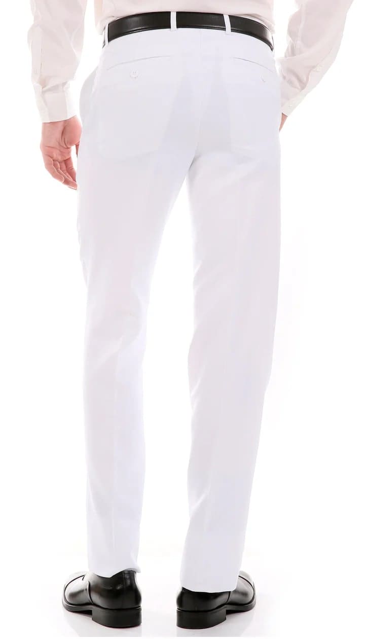 Oslo White Slim Fit Notch Lapel 2 Piece Suit - 38 Short Jacket+32 Waist Adjustable 28to34)(Height: 5 4 to5 7 )(Neck  15-16.5)S-M)