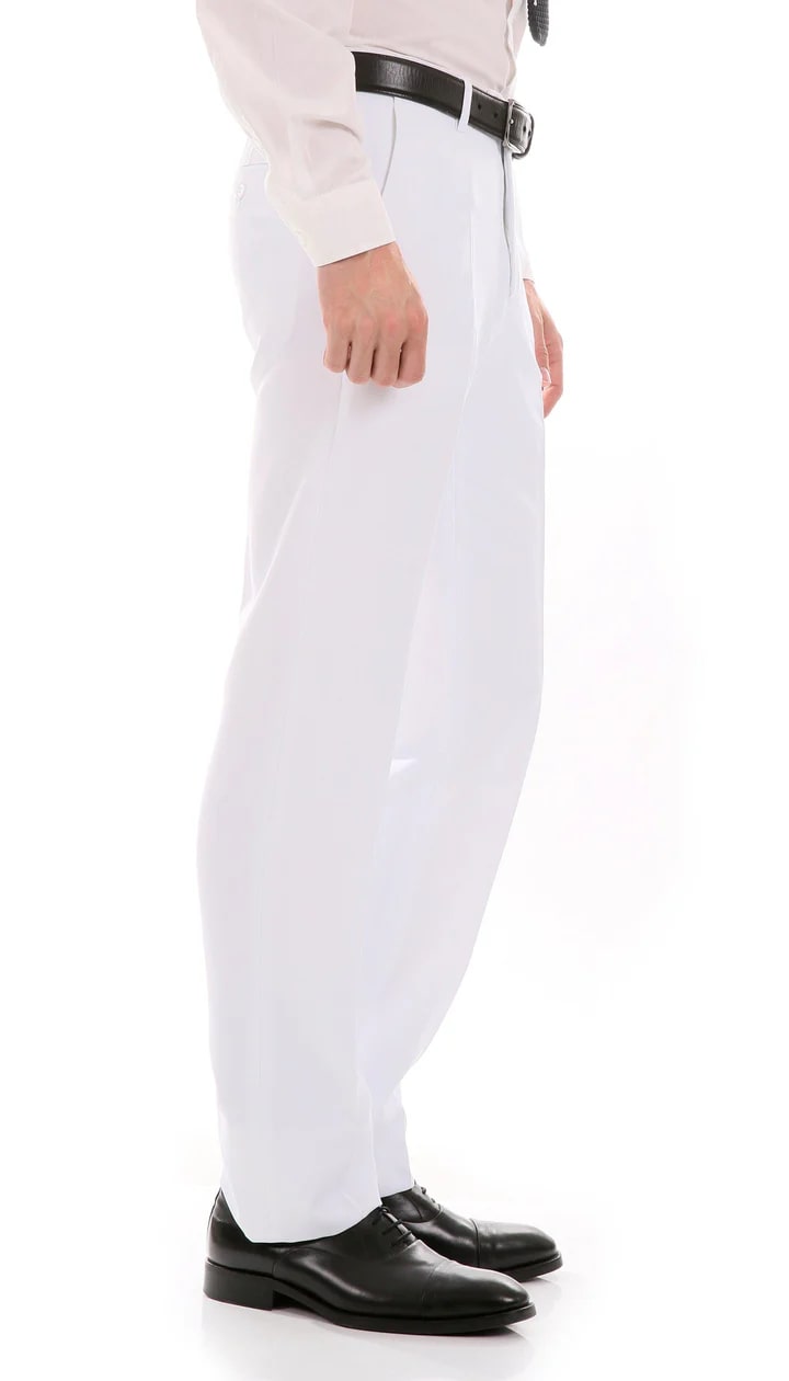 Oslo White Slim Fit Notch Lapel 2 Piece Suit - 38 Short Jacket+32 Waist Adjustable 28to34)(Height: 5 4 to5 7 )(Neck  15-16.5)S-M)