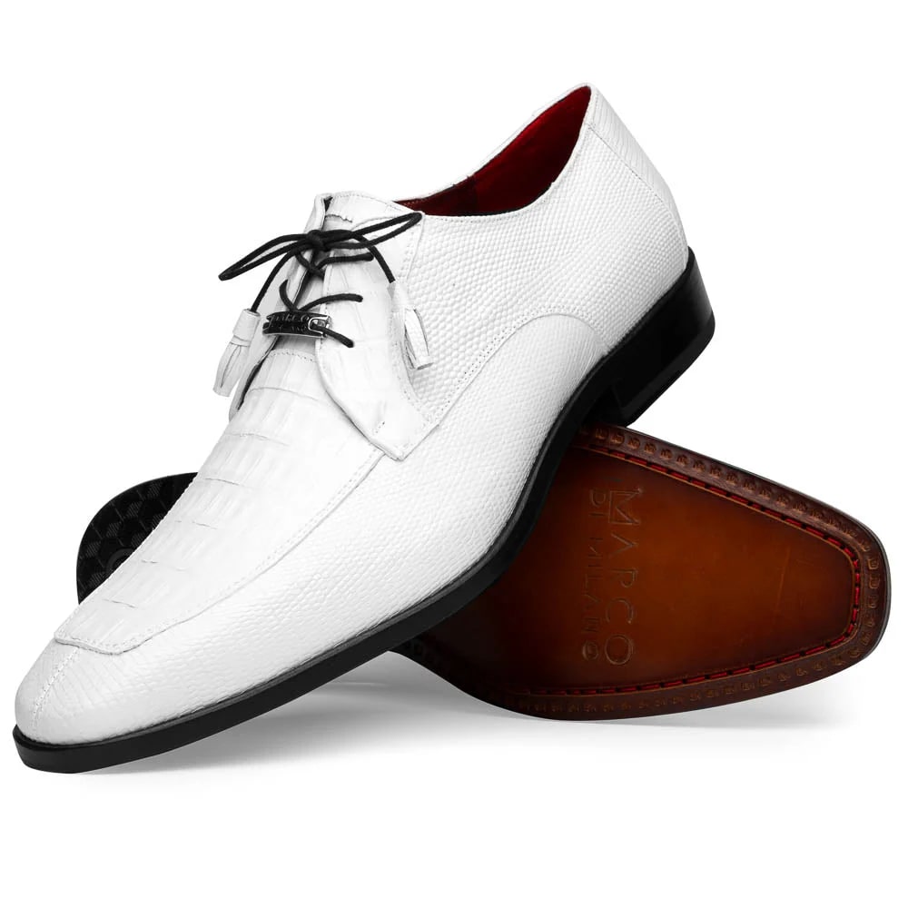 Marco Di Milano Merida White Oxfords Lizard & Caiman Crocodile Shoes - 6