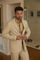Mens Western Beige Suit with Elbow Patches – Classic Smart Casual Style