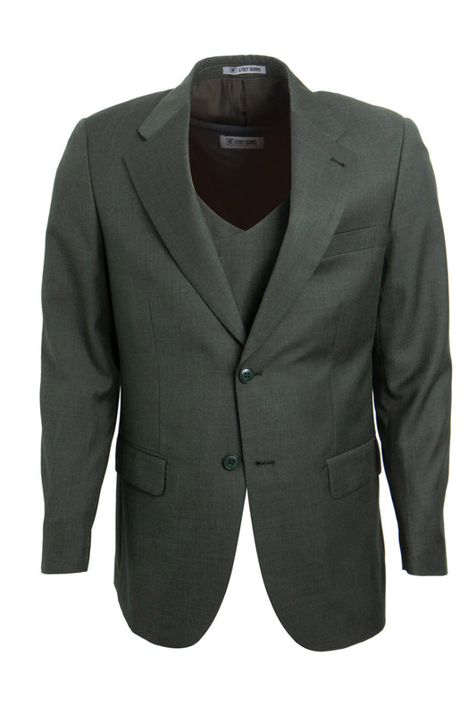 "Mens Stacy Adams Suit - Stacy Adams Suit Men's Sharkskin Suit - Two Button Vested in Olive Green"