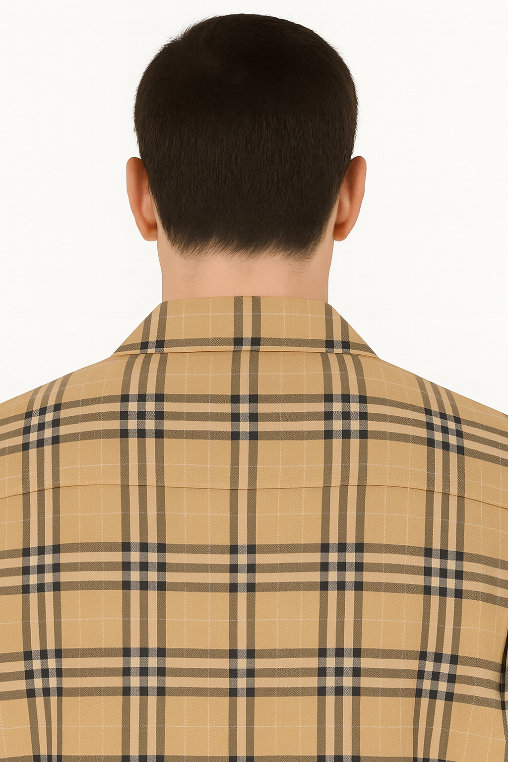 Beige Plaid Button-Up Shirt for Men â€“ Casual to Semi-Formal