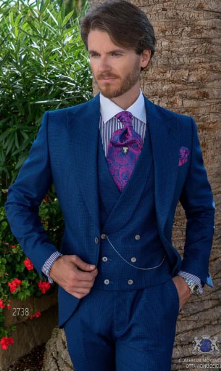 Mens Wedding Suit - Groom Tuxedo Suit - Royal Blue Suit