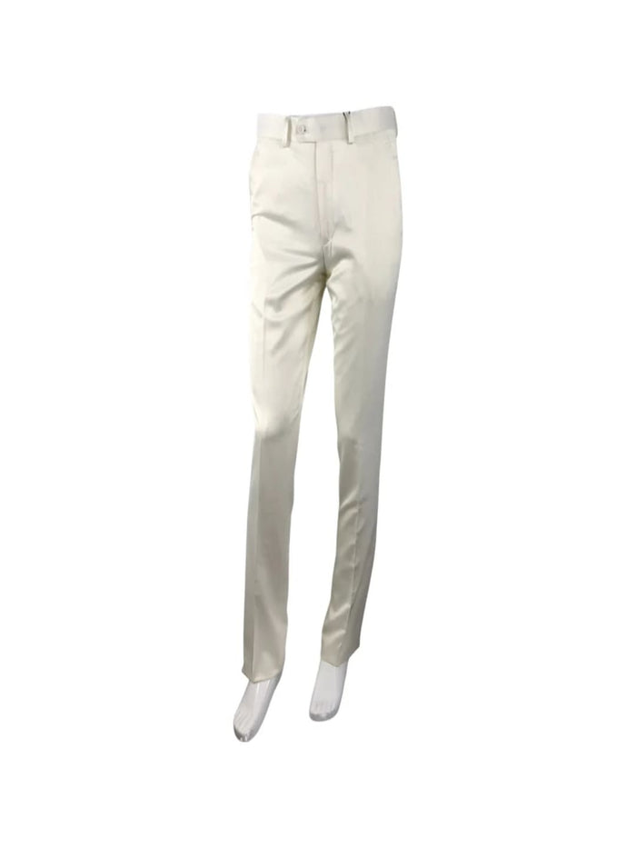 Ivory - Cream Wedding  - Off White Groom  Satin Pants