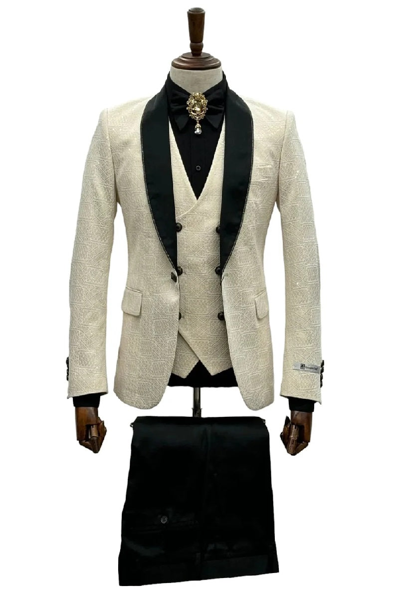 Ivory Tuxedo - Cream Wedding Suit  - Off White Groom Suit