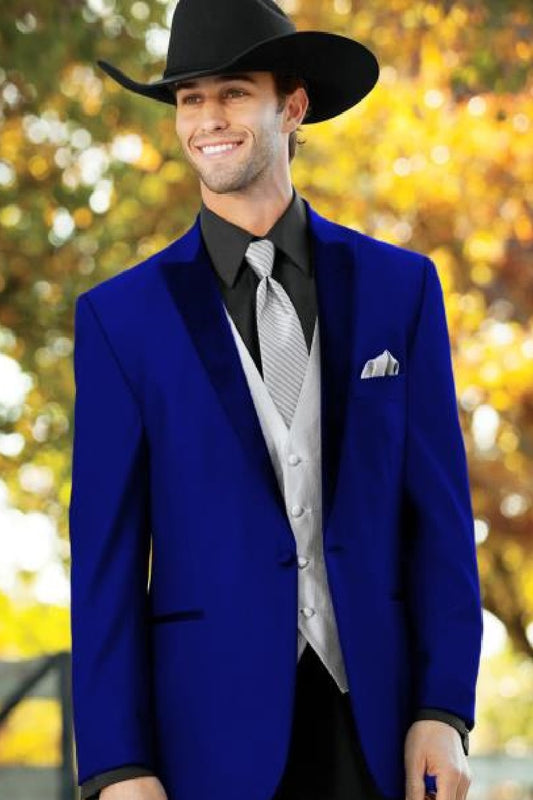 Mens Western Style Suits - Royal Blue Cowboy Suit - Country Wedding Suits Royal Blue Prom Suits