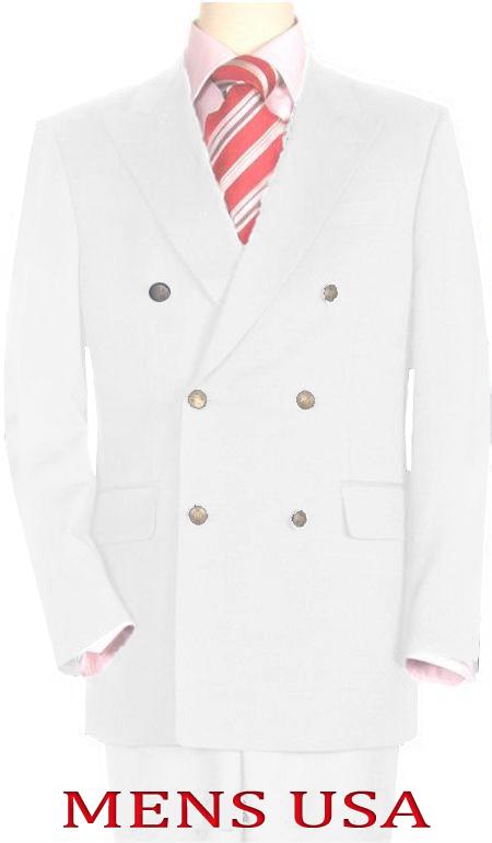 Men's High Quality Snow White Men's Double Breasted Suits Jacket Blazer Dinner Jacket - 34 Short or Extra Small