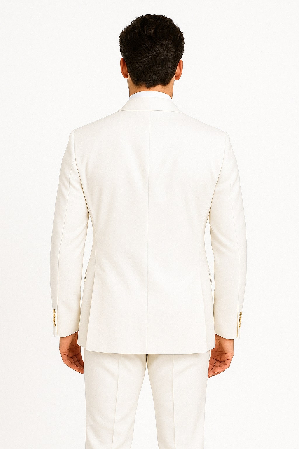 Mens White Double-Breasted Suit with Gold Buttons â€“ Formal Slim Fit 2-Piece Set - 34 Short or Extra Small
