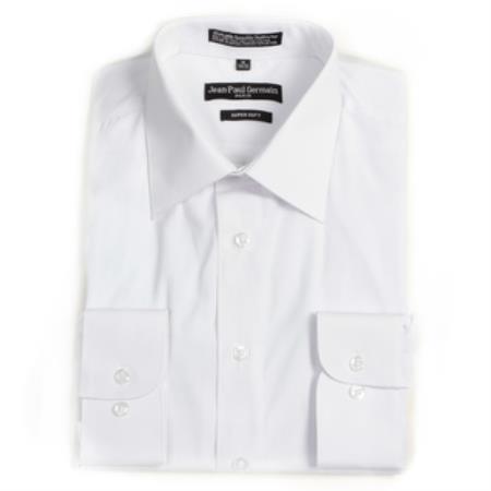 White Convertible Cuff Big & Tall Shirt 18 19 20 21 22 Inch Neck Men's Dress Shirt
