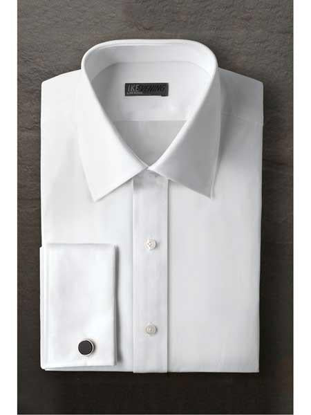 Marshall Laydown White Regular Fit Ted Baker Brand Tuxedo Shirt With Frenched Cuff - Small 14.5 Neck / 32-33" Sleeve