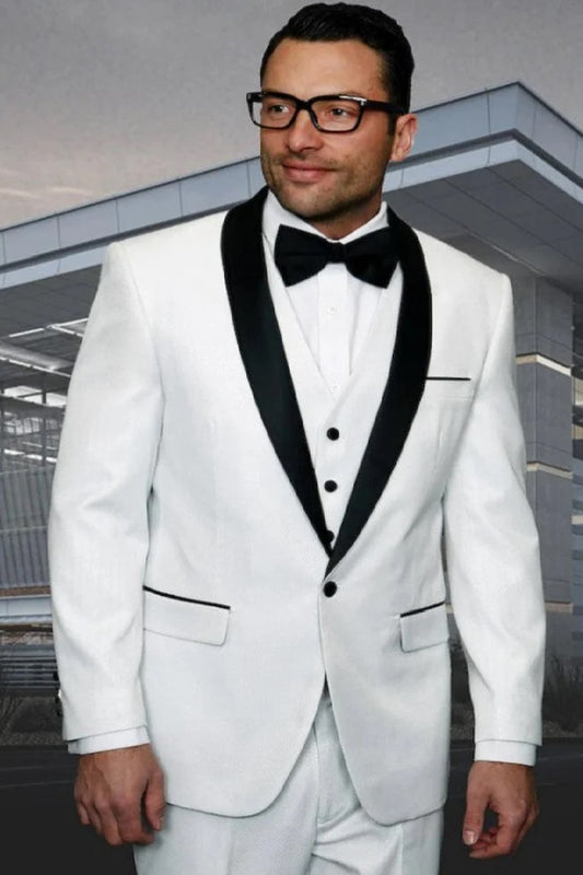 Mens White Tailored Fit Tuxedo