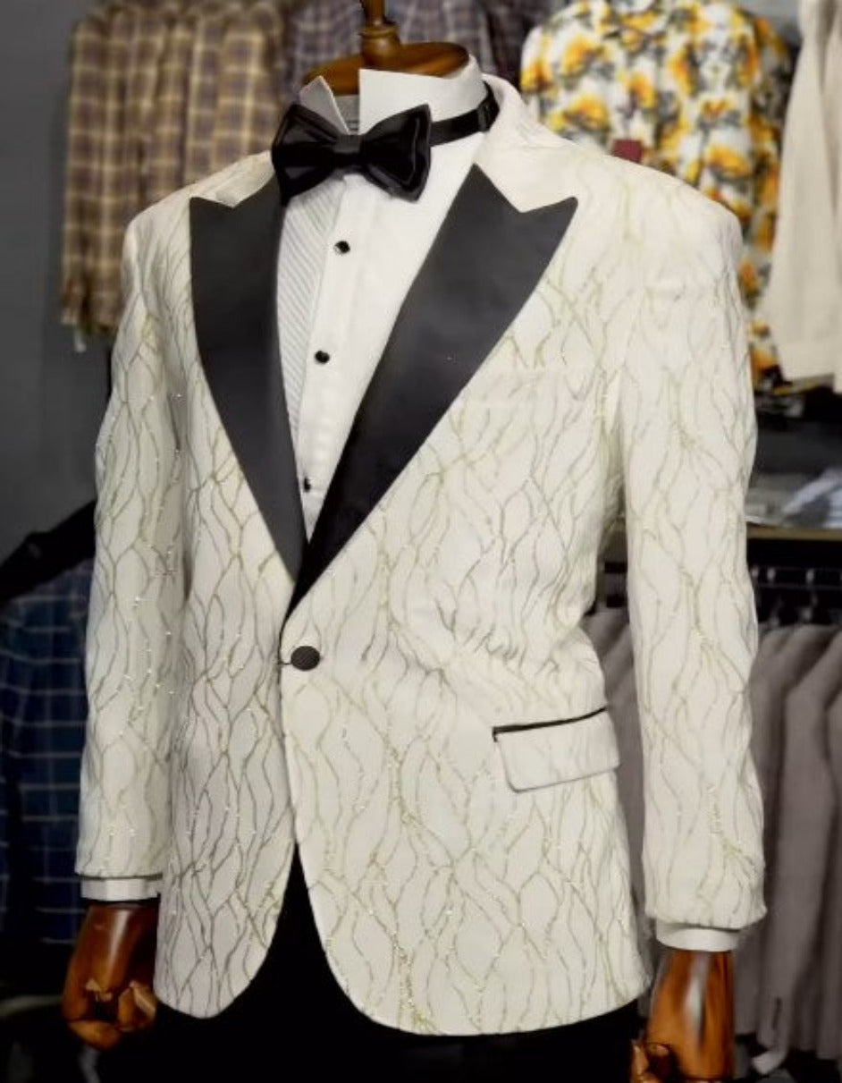 Mardi Gras Tuxeod Dinner Jacket in Green - White - Black - Purple - Red and Gold - 34 Short or Extra Small
