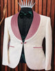 White and Rose Gold Tuxedo Suit - Wedding Groom Vested Suit