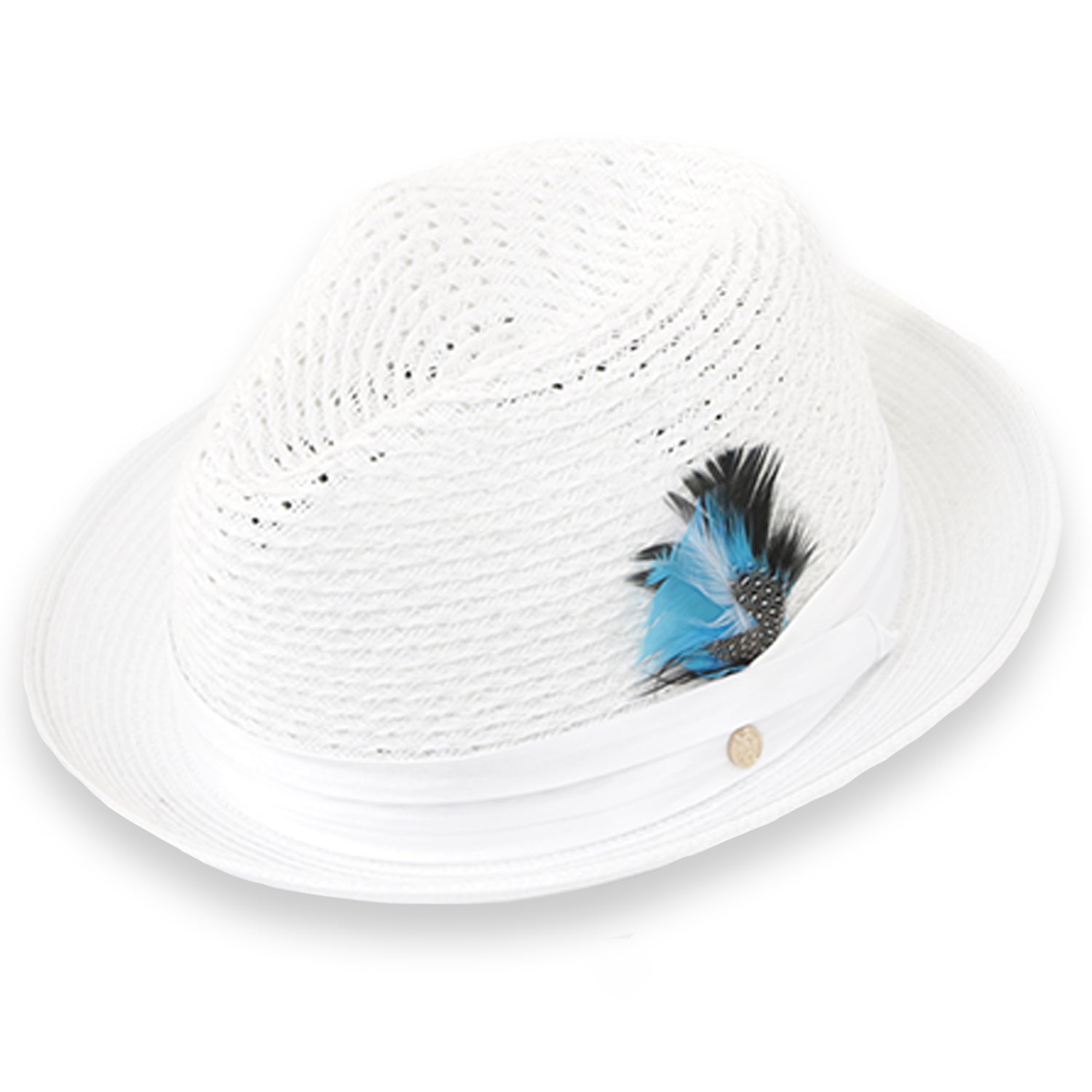 Castor Crushable Straw Hat Fedora in White - Small