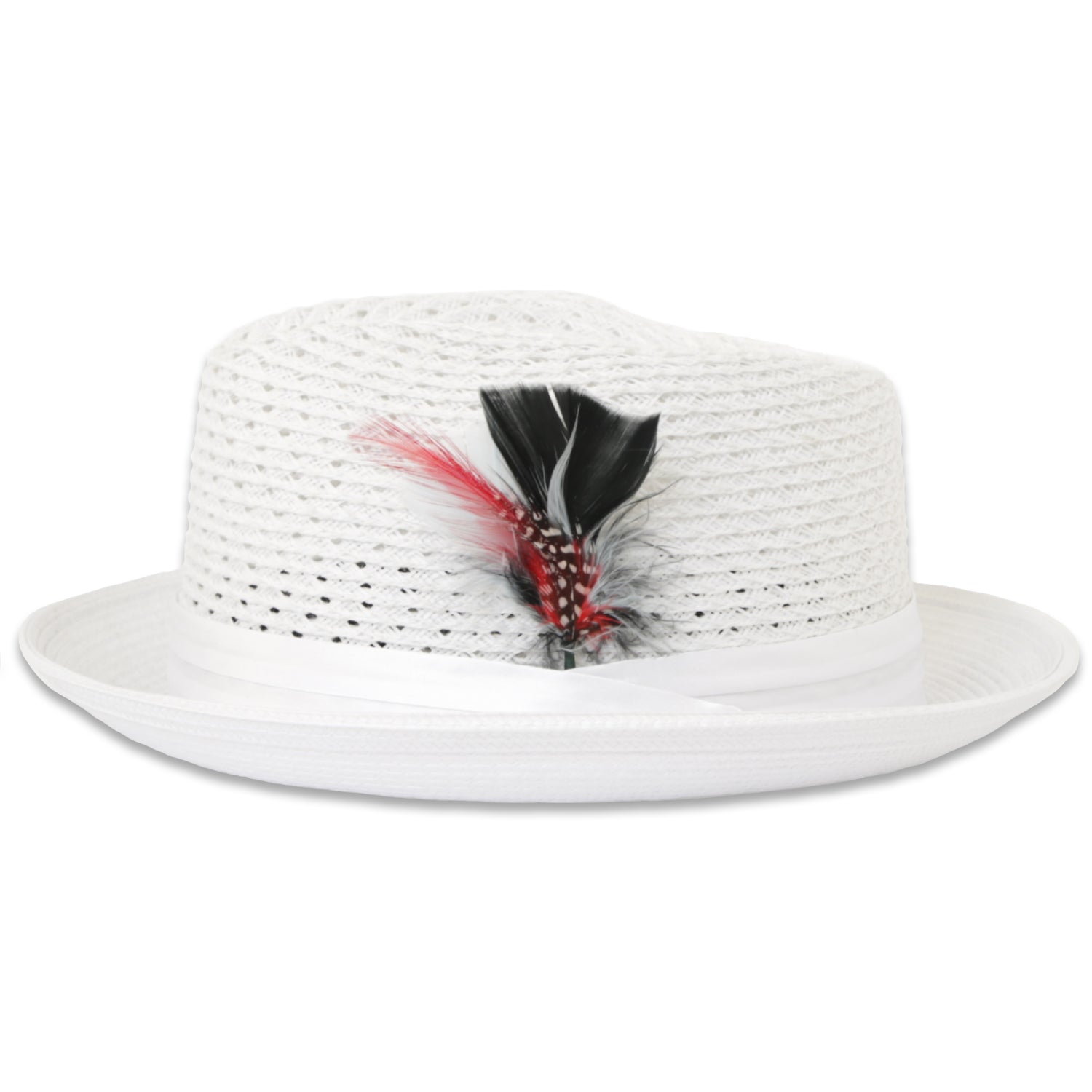 Castor Crushable Straw Hat Fedora in White - Small