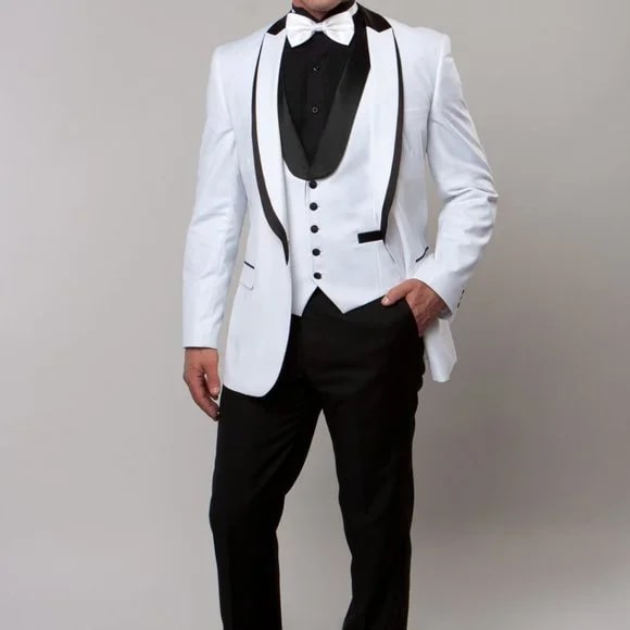 Bryan Michaels Slim Fit 3-PC, White - 38 Short Jacket+32 Waist Adjustable 28to34)(Height: 5 4 to5 7 )(Neck  15-16.5)S-M)