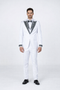 Men’s White Peak Lapel Tuxedo with Stones – Luxury 4-Piece Formal Suit