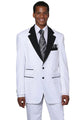 Cheap Priced Suit- Mens 2 Button Classic Fit Contrast Collar White Tuxedo