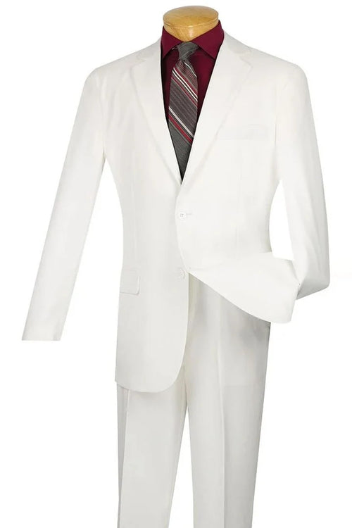 Cheap Priced Suit - Mens Two Button Modern Fit Wool Feel - Designer Brand White Suit