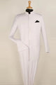 Cheap Priced Suit  - Mens Classic Military Banded Collar Mandarin Safari White Suit