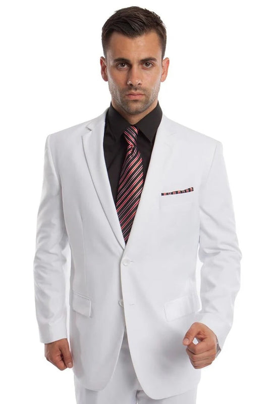 Cheap Suit - Men's Two Button Basic Modern Fit Business White Suit