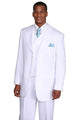 Cheap Priced Suit  - Mens Fashion Slanted Vested Peak Lapel Tonal Pinstripe White Suit